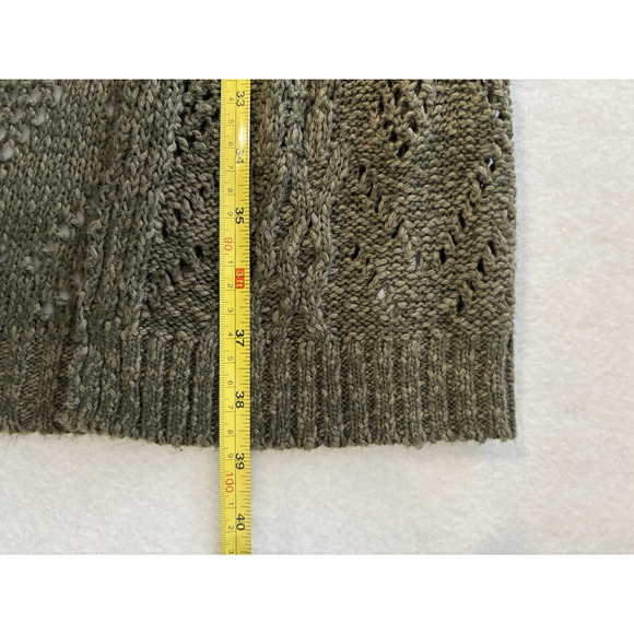 Knox Rose Cardigan Open Front Longline Crochet Knit Boho‎ Olive Green Small - Picture 3 of 5